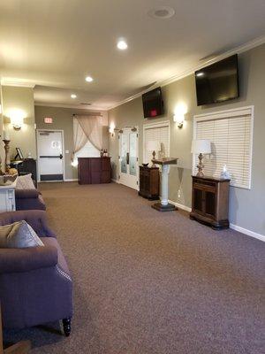 The lobby of Lombard Funeral Home