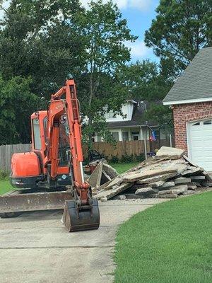 Midway with the concrete removal.