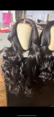 Custom machine sewn wig units. 22" and 30" Closure units