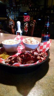 Smoked Pulled BBQ Pork with Mac &  Cheese and Coleslaw