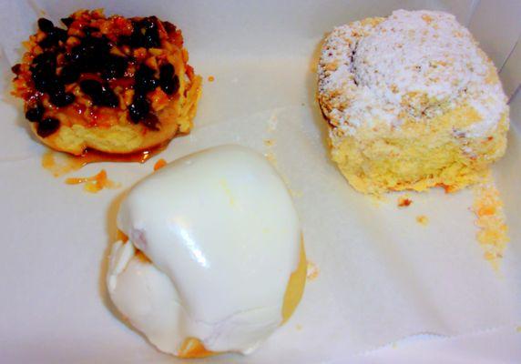 My sugar overload:  sticky bun, crumb bun, and iced cinnamon swirl