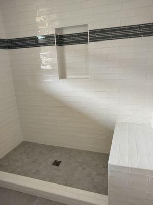 Bathroom shower with bench