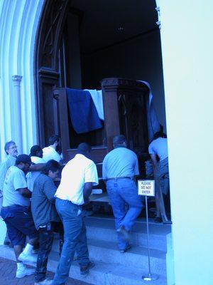 Delivering pulpit of St. John the Baptist Cathedral
 into sanctuary