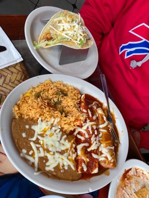 Pick 3 Combination plate - burrito, enchilada, taco, rice and beans