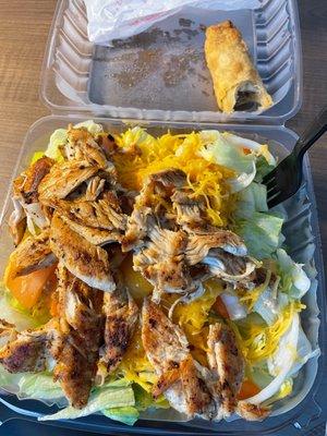 Cajun chicken breast salad and the new Philly cheesesteak eggroll...