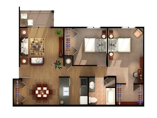 2 Bedroom Apartment Floor Plan