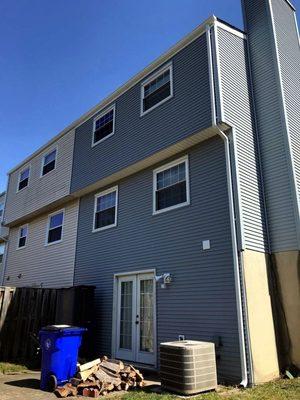 New gutters/downspouts for these townhomes in Frederick MD