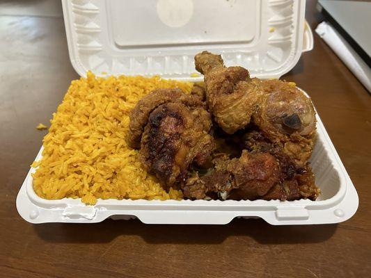 Chicken wings and yellow rice