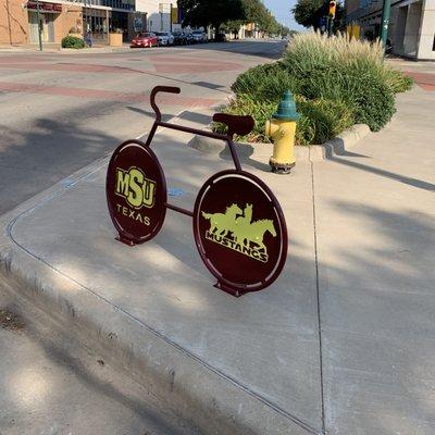 Bicycle rack in the park.