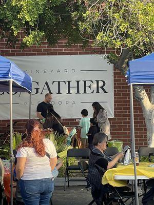 Summer Block Party in parking lot! Free hot dogs and Kona Ice.