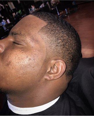 Bald taper with wave length on top .. plus line up