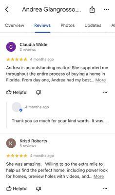 Great google reviews for Andrea!