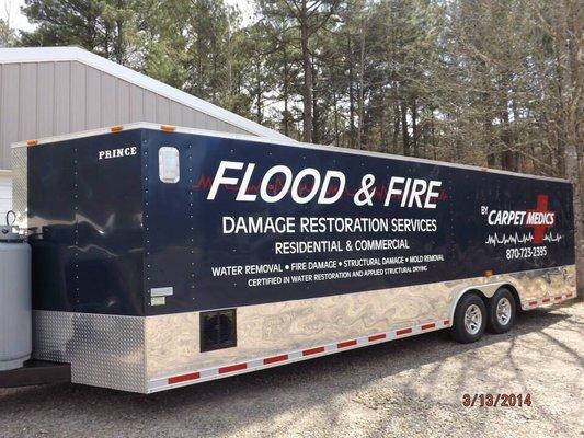 Carpet Medics Restoration trailer. Equipped with the industry's most advanced drying equipment.