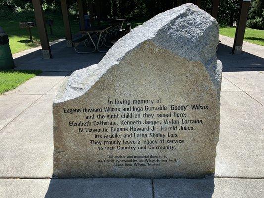 Covered picnic area dedication.