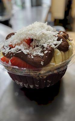 Nutella Acai bowl with coconut flakes