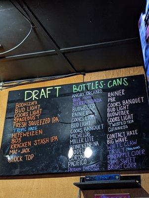 Beer list.