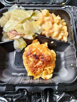 Crab cabbage and Mac and cheese