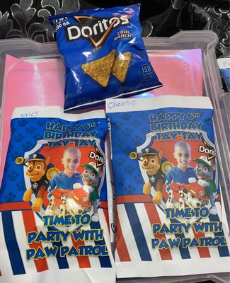 Customized chip bags for birthdays