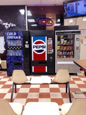 Decently priced vending machines for food and beverages.