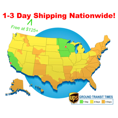 Free ground shipping in 1-3 days nationwide (carts $125+)