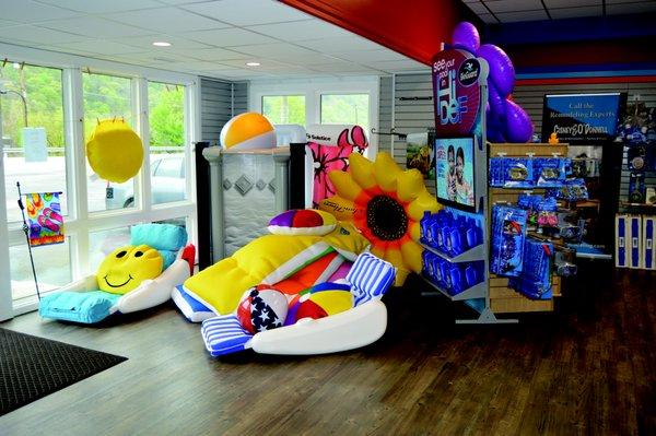 We carry lots of fun pool and beach toys, life vests, inflatables and more!