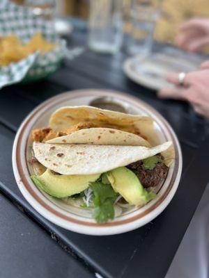 Barbacoa Tacos and Chorizo & Egg Taco