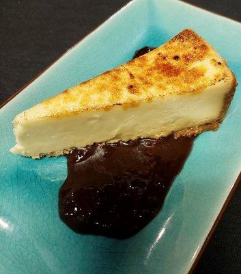 Brulee Cheesecake with Whiskey Cherries.