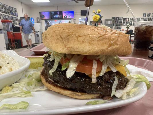 The John Wayne Burger with American cheese.