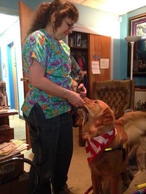 Dr. Diane Stenzler with my fabulous golden retriever, Beau. Awwww, how cute...