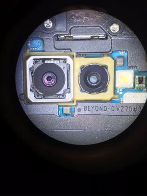 Samsung Camera shown under microscope