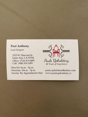 Paul's Upholstery in Santa Ana, California