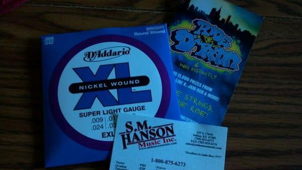 New Strings are always a must! Thank you S.M. Hanson Music Inc! Will be coming back soon.