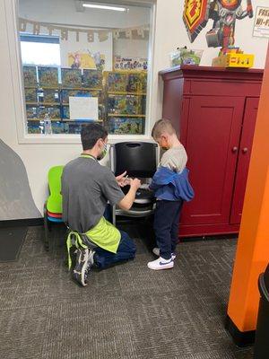 Abel helping my son bag up and label his mini figure