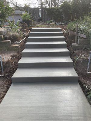 New stairs to upper garden level.