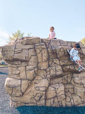 The rock structure at the little kid playground at this park