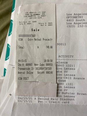 Receipt and date at the bottom.