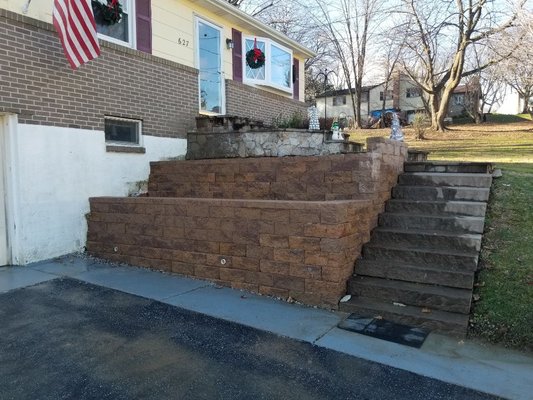 Retaining wall we fixed and extended.