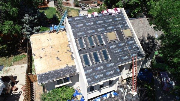 Removal of original roof.