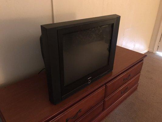 A tube TV in this motel.