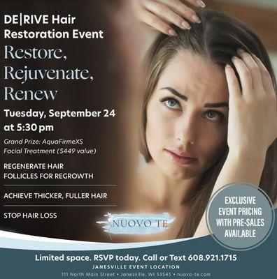 Suffering from hair loss? RSVP for our Hair Rejuvenation event!