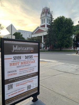 Julio's Cantina, across from the courthouse in Montpelier.