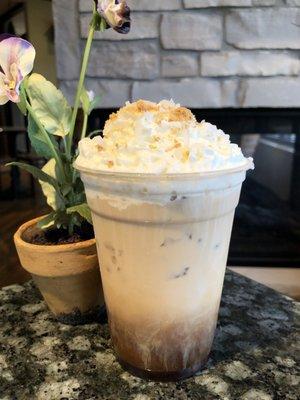 Try one of our signature coffee features, like the Coconut Cream Pie Iced latte!