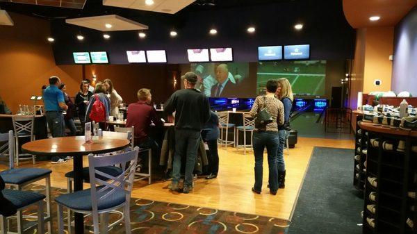 Suite bowling lanes. Bar on left (not pictured)