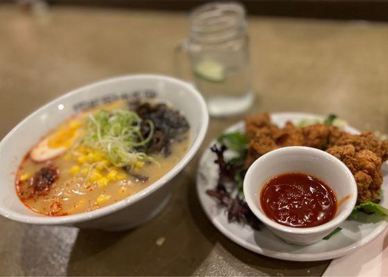 Fireball miso ramen with karaage chicken (instead of pork options)