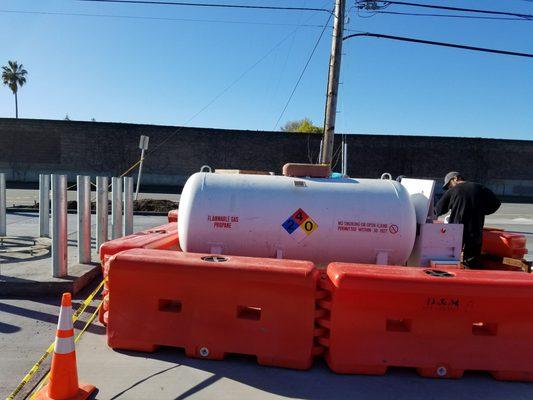 Temporary propane filling while they install the new bulk tank.