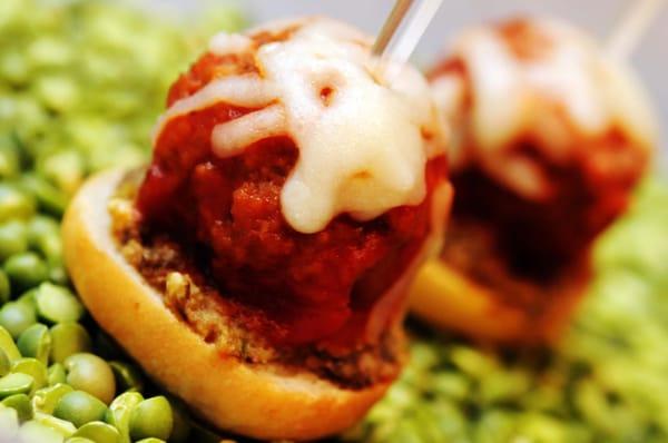 Open faced mini meatball subs