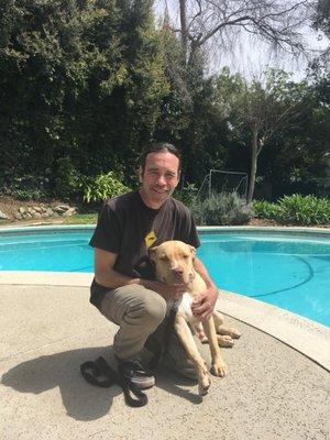 The Dog Whisperer of Altadena, Dave Racs, and our 11 month old pit bull, Jasper.