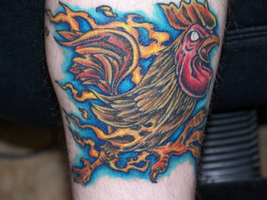 flaming rooster by joe