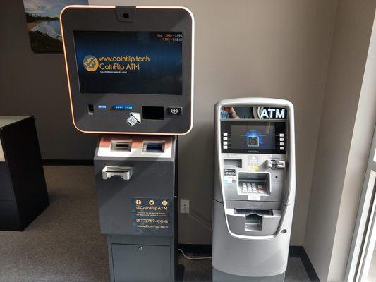 Cryptocurrency and cash ATM on site.