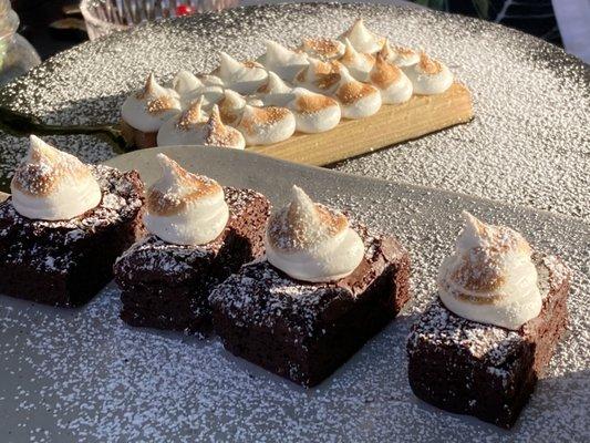 Earl Grey soaked rhubarb and decadent brownies